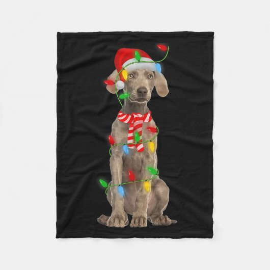 Xmas Lighting Holiday Santa Weimaraner Dog Christm Fleecedecke (Vorderseite)