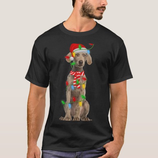 Xmas Lighting Holiday Santa Weimaraner Dog Christm T-Shirt (Vorderseite)