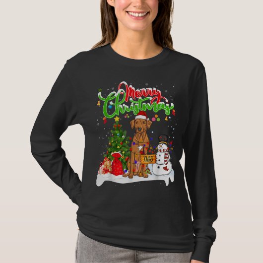 Xmas Lighting Matching Santa Rhodesian Ridgeback D T-Shirt (Vorderseite)