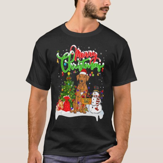 Xmas Lighting Matching Santa Rhodesian Ridgeback D T-Shirt (Vorderseite)