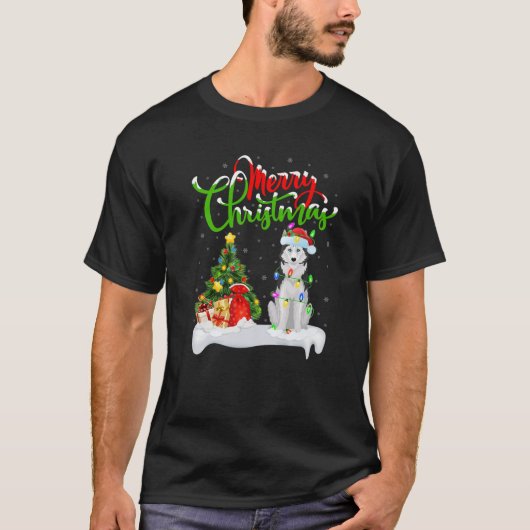 Xmas Lighting Matching Santa Siberian Husky Dog Ch T-Shirt (Vorderseite)