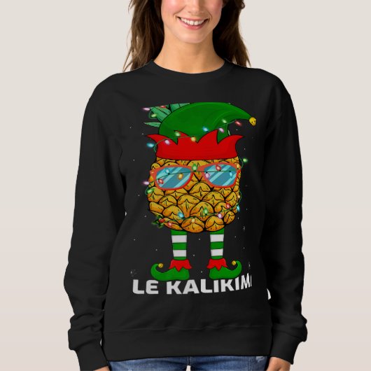 Xmas Lighting Mele Kalikimaka Pineapple Elf Christ Sweatshirt (Vorderseite)