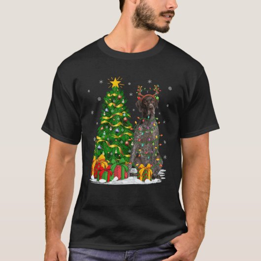 Xmas Lighting Rentier Deutsch Kurzhaariger T-Shirt (Vorderseite)