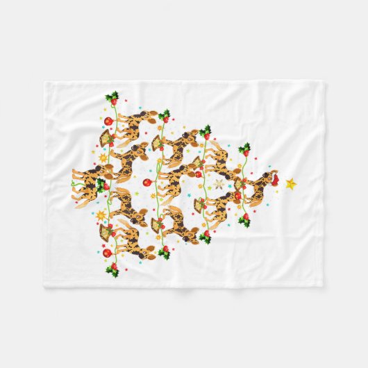 Xmas Lighting Santa African Wild Dog Christmas Tre Fleecedecke (Vorderseite (Horizontal))