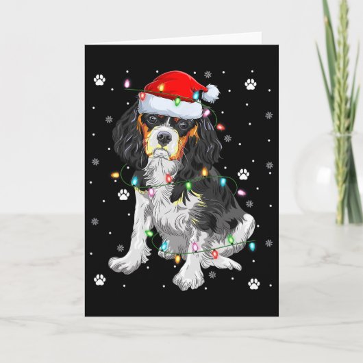 Xmas Lighting Santa Cavalier King Charles Spaniel  Karte (Vorderseite)