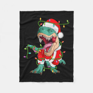 Xmas Lighting Santa Costume Dinosaur T-rex Christm Fleecedecke