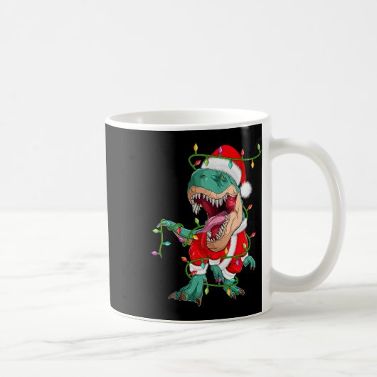Xmas Lighting Santa Costume Dinosaur T-rex Christm Kaffeetasse (Rechts)
