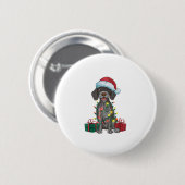 Xmas Lighting Santa German Drahthaar Pointer Dog Button (Vorne & Hinten)