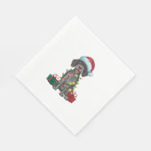 Xmas Lighting Santa German Drahthaar Pointer Dog Serviette (Ecke)
