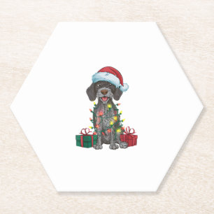 Xmas Lighting Santa German Drahthaar Pointer Dog Untersetzer