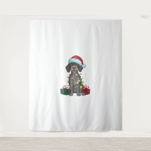 Xmas Lighting Santa German Drahthaar Pointer Dog Wandteppich