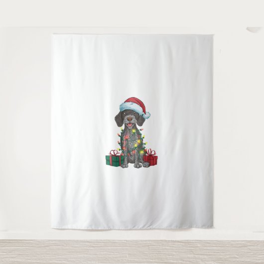 Xmas Lighting Santa German Drahthaar Pointer Dog Wandteppich (Vorderseite)