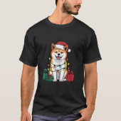 Xmas Lighting Santa Hat Akita Inu Dog Christmas Ta T-Shirt (Vorderseite)