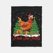 Xmas Lighting Santa Hat Chicken Christmas Tree Fleecedecke (Vorderseite)