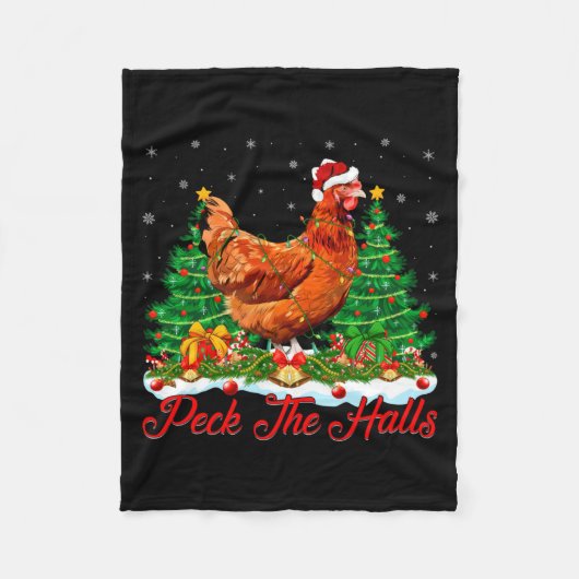 Xmas Lighting Santa Hat Chicken Christmas Tree  Fleecedecke (Vorderseite)