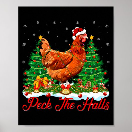 Xmas Lighting Santa Hat Chicken Christmas Tree  Poster (Vorne)