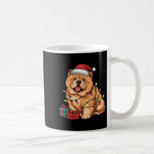 Xmas Lighting Santa Hat Chow Chow Dog Christmas Fo Kaffeetasse (Rechts)
