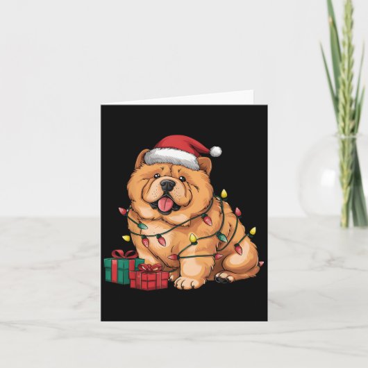 Xmas Lighting Santa Hat Chow Chow Dog Christmas Fo Karte (Vorderseite)