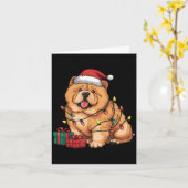 Xmas Lighting Santa Hat Chow Chow Dog Christmas Fo Karte (Gelbe Blume)