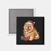 Xmas Lighting Santa Hat Chow Chow Dog Christmas Fo Magnet (Vorderseite/Rückseite)