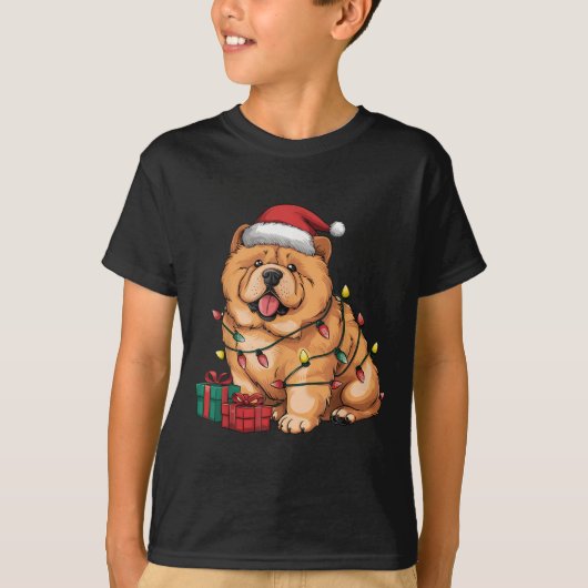 Xmas Lighting Santa Hat Chow Chow Dog Christmas Fo T-Shirt (Vorderseite)