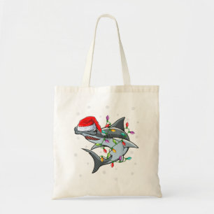 Xmas Lighting Santa Hat Hammerhead Shark Christmas Tragetasche