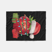 Xmas Lighting Santa Hat Strawberry Christmas  Fleecedecke (Vorderseite (Horizontal))