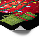 Xmas Lighting Santa Hat Strawberry Christmas Poster (Ecke)