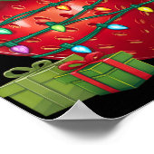 Xmas Lighting Santa Hat Strawberry Christmas T Shi Poster (Ecke)