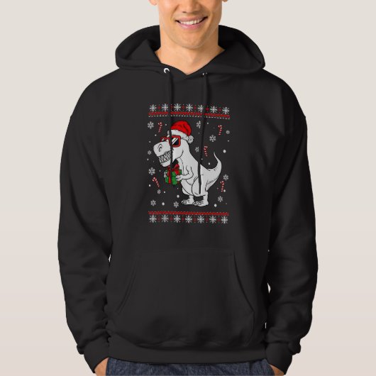 Xmas Lighting Santa Hat Ugly Rex Dinosaurs Christm Hoodie (Vorderseite)