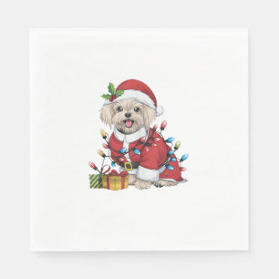 Xmas Lighting Santa Maltese Hund Weihnachten Serviette