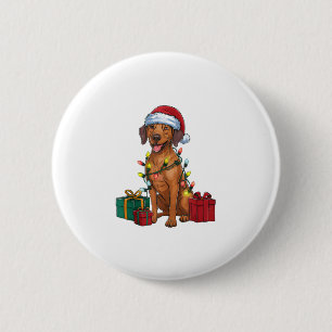 Xmas Lighting Santa Rhodesian Ridgeback Dog Christ Button
