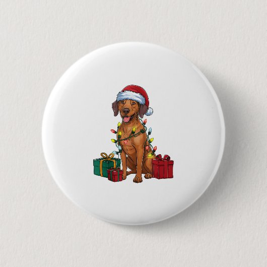 Xmas Lighting Santa Rhodesian Ridgeback Dog Christ Button (Vorderseite)