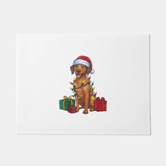 Xmas Lighting Santa Rhodesian Ridgeback Dog Christ Fußmatte (Vorderseite)