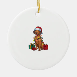 Xmas Lighting Santa Rhodesian Ridgeback Dog Christ Keramik Ornament