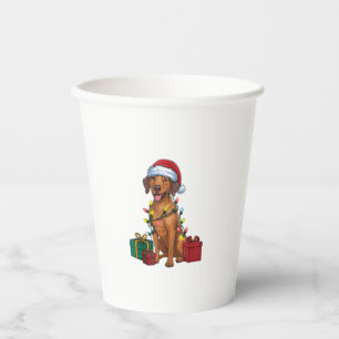 Xmas Lighting Santa Rhodesian Ridgeback Dog Christ Pappbecher