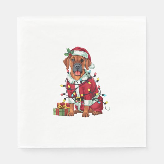 Xmas Lighting Santa Rhodesian Ridgeback Dog Christ Serviette (Vorderseite)