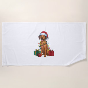 Xmas Lighting Santa Rhodesian Ridgeback Dog Christ Strandtuch