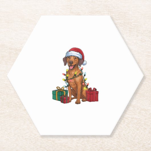 Xmas Lighting Santa Rhodesian Ridgeback Dog Christ Untersetzer (Vorderseite)