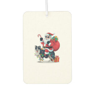 Xmas Lighting Santa Riding Border Collie Dog Chris Autolufterfrischer