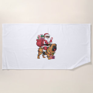 Xmas Lighting Santa Riding Bullmastiff Dog Christm Strandtuch