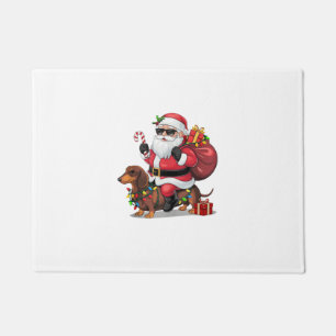 Xmas Lighting Santa Riding Dackel Hund Weihnachten Fußmatte
