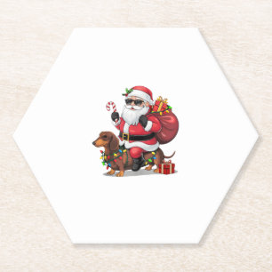 Xmas Lighting Santa Riding Dackel Hund Weihnachten Untersetzer