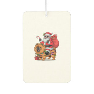 Xmas Lighting Santa Riding Funny Chow Chow Dog Chr Autolufterfrischer
