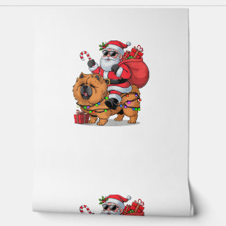 Xmas Lighting Santa Riding Funny Chow Chow Dog Chr Tapete