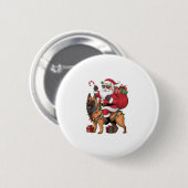 Xmas Lighting Santa Riding German Shepherd Dog Chr Button (Vorne & Hinten)
