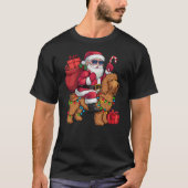 Xmas Lighting Santa Riding Goldendoodle Dog Christ T-Shirt (Vorderseite)
