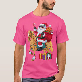 Xmas Lighting Santa Riding Horse Christmas T-Shirt