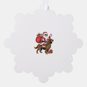 Xmas Lighting Santa Riding Irish Setter Dog Christ Ornament Karte