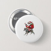 Xmas Lighting Santa Riding Italian Greyhound Dog C Button (Vorne & Hinten)